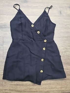 Black Romper With Buttons